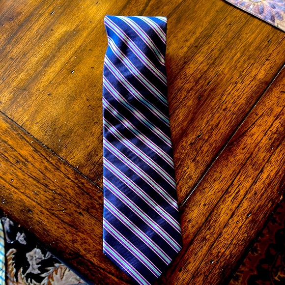 New with tags Brooks Brothers tie. Purple with mint green stripes. - Picture 1 of 3